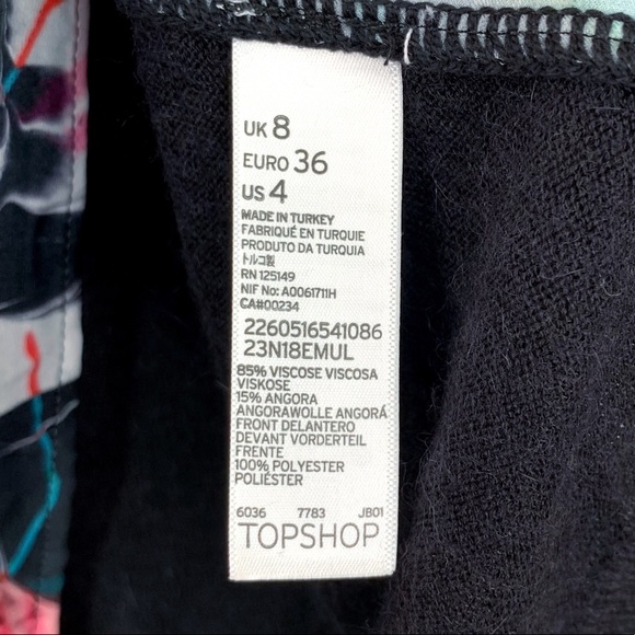 Topshop Mixed Media Black & Multicolor Abstract Print Angora Blend Sweater Top - Picture 10 of 10